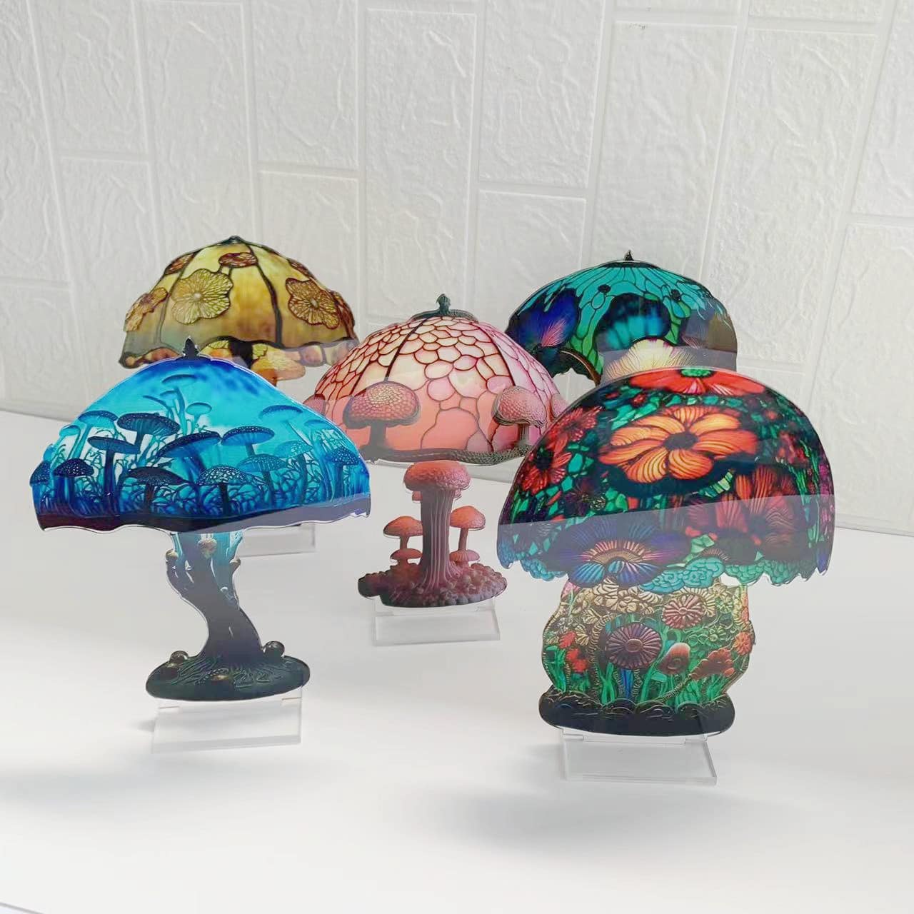 Cross-border New Mushroom Flat Three-dimensional European And American Plants Acrylic Double-sided Handicraft Decoration Home Office